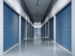 Storage facilities with blue doors