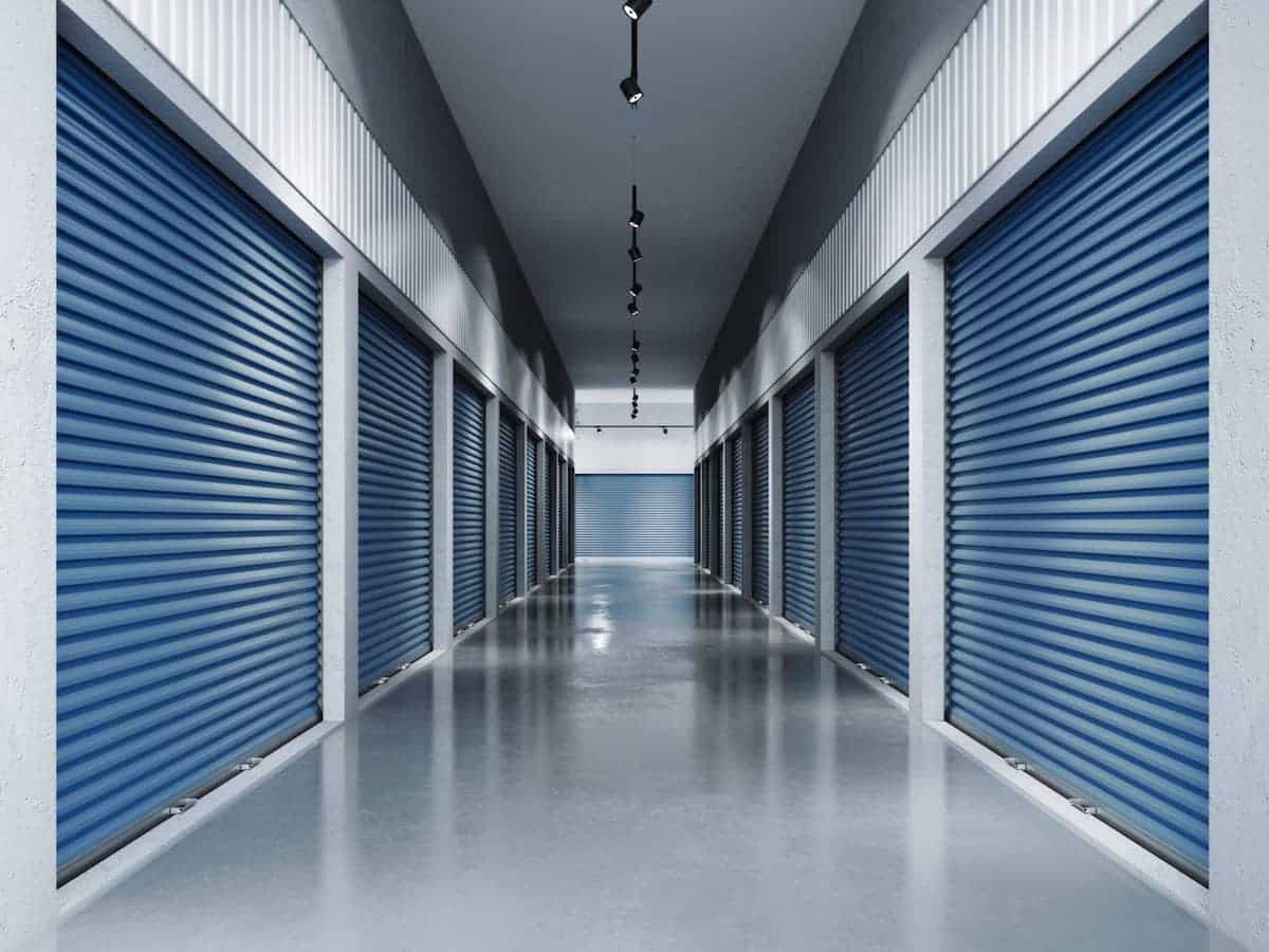 hallway of self storage units